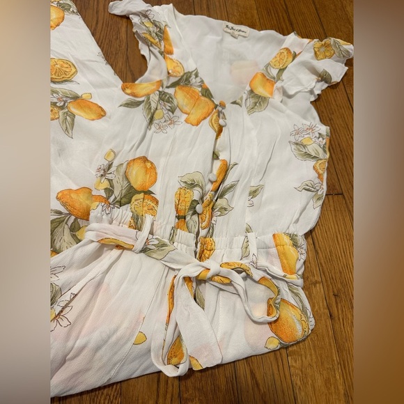 For Love and Lemons Limonada Lemon print crop rayon Jumpsuit size XS vacation - Picture 3 of 8